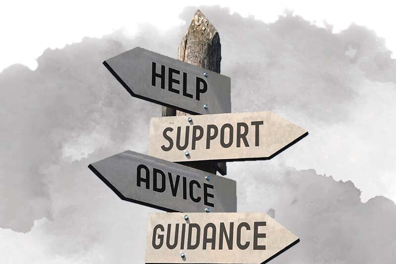 Signs for help, support, advice and guidance